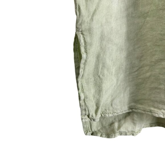 Zara Sage Green Oversized Linen Long Sleeve-Slit Blouse Size Small - Picture 7 of 15